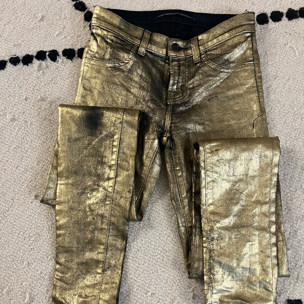 J Brand metallic skinny jeans